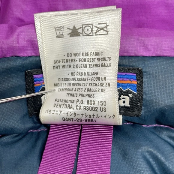 Patagonia Womens Purple Goose Down Puffer Jacket Coat Hooded Packable Warm S - Picture 10 of 12